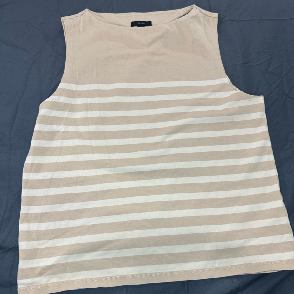Striped Sleeveless Top - Cream and White